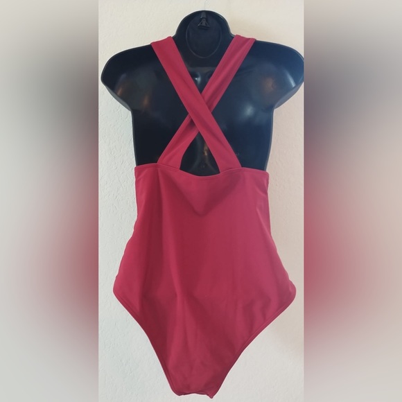 SHEIN Printed Mesh Plunge One-Piece Swimsuit Size Large - Picture 3 of 11